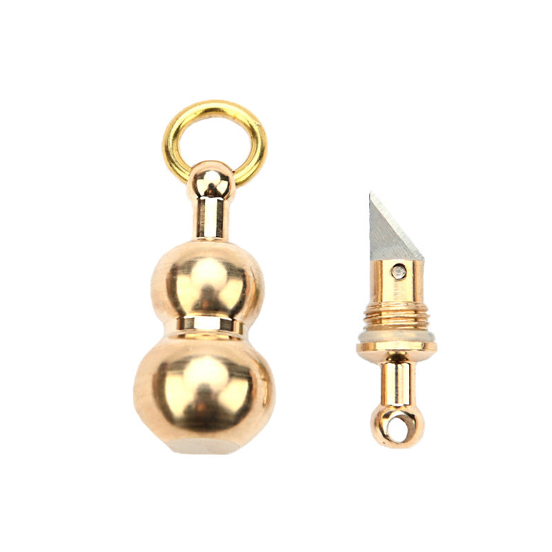MASALONG MA-TY-071 Creative Hulu Knife, Brass Mini Knife, Sharp Keychain Pendant, Portable Disassembly, Express Delivery, Box Opening Knife, Pocket