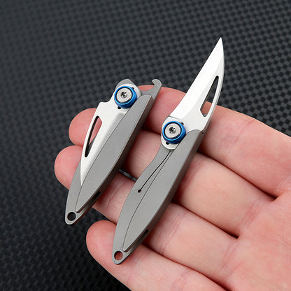 MASALONG MA-TY-040 Cuchillo de aleación de titanio, mini cuchillo plegable afilado, abridor de botellas de llavero portátil, desempaquetado y desembalaje de cuchillo de mensajería