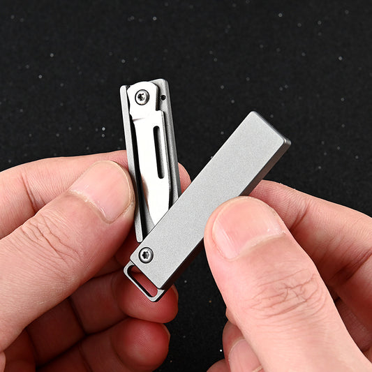 MASALONG MA-TY-027 Minicuchillo plegable Moonlight Treasure Box de aleación de titanio, cuchillo rápido afilado de acero D2, cuchillo portátil con llavero que se abre
