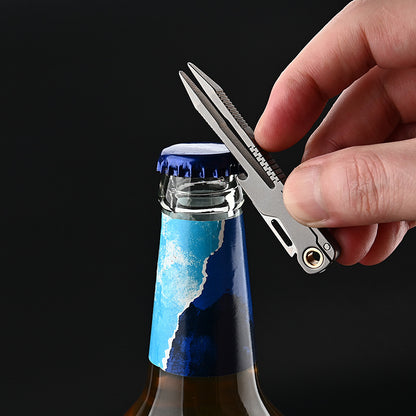 MASALONG MA-TY-034 Pinça de liga de titânio com uma pequena faca para raspar e arrancar pelos, clipe de sobrancelha de cabeça plana, acessório de manutenção de ferramenta pequena EDC portátil para exterior