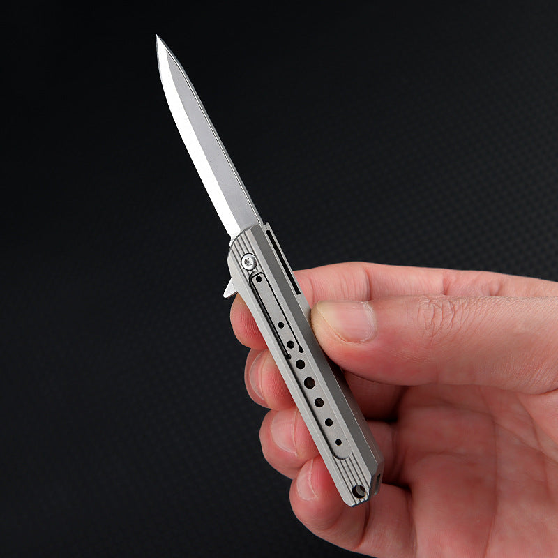 MASALONG MA-TY-044 Mini faca de liga de titânio, faca dobrável de aço D2 afiada, chaveiro portátil, desempacotamento, faca de entrega expressa, faca de frutas de autodefesa