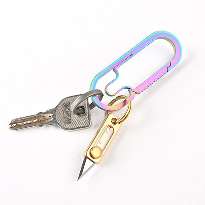 MASALONG MA-TY-008 Mini faca de latão faca de bolso afiada faca de puxar e empurrar portátil EDC chaveiro cabide desmontagem caixa expressa abertura faca