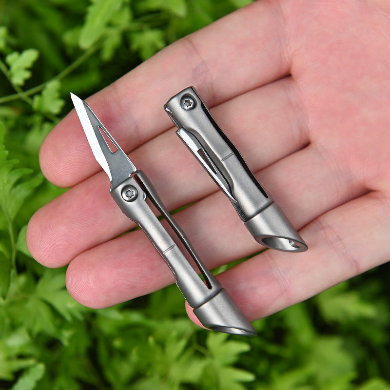 MASALONG MA-TY-060 Cuchillo de unión de bambú de aleación de titanio mini cuchillo plegable EDC portátil llavero colgante desmontaje caja exprés apertura cuchillo afilado