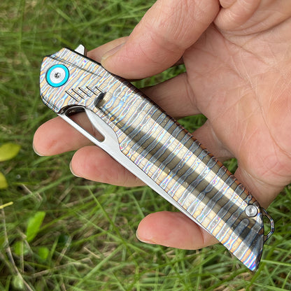 MASALONG D2 Steel Folding Utility Knife - Titanium Handle EDC Blade KNI-FD-009