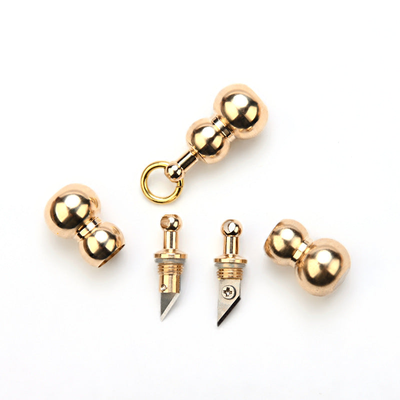 MASALONG MA-TY-071 Creative Hulu Knife, Brass Mini Knife, Sharp Keychain Pendant, Portable Disassembly, Express Delivery, Box Opening Knife, Pocket