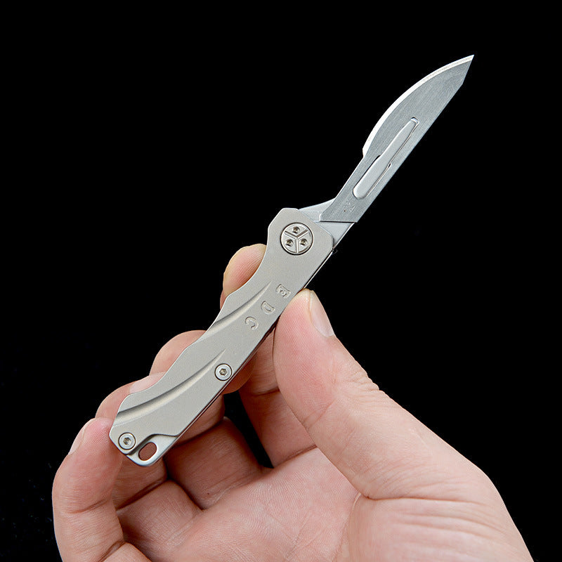 MASALONG MA-TY-056 Titanium alloy folding knife with sharp detachable express delivery knife, art knife, carving knife, mini keychain unboxing knife