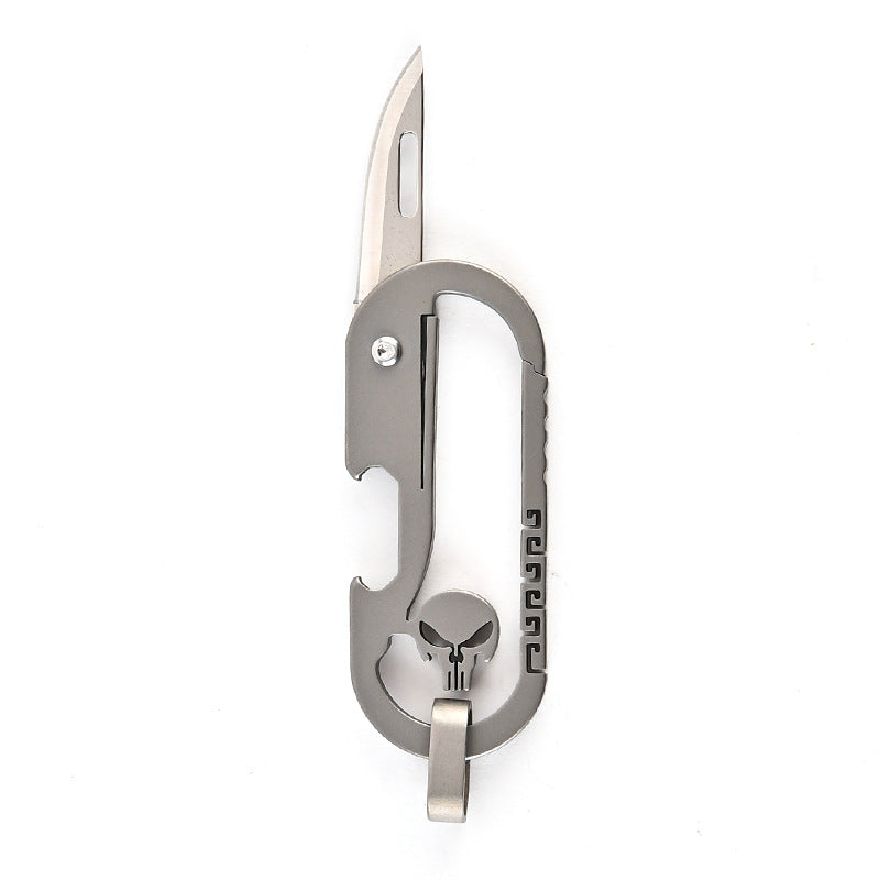 MASALONG MA-TY-031 Cuchillo plegable portátil multifuncional para colgar en la cintura con llavero de aleación de titanio para autodefensa, apertura y desembalaje afilados, cuchillo de entrega exprés