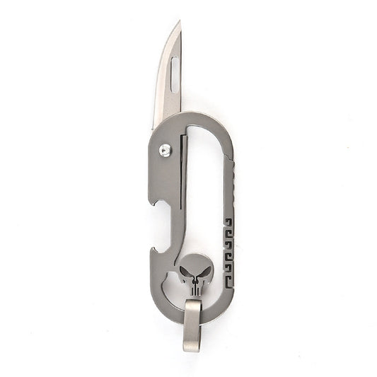 MASALONG MA-TY-031 Cuchillo plegable portátil multifuncional para colgar en la cintura con llavero de aleación de titanio para autodefensa, apertura y desembalaje afilados, cuchillo de entrega exprés