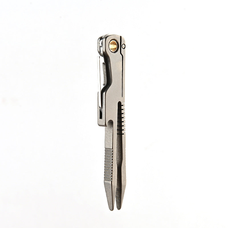MASALONG MA-TY-034 Pinça de liga de titânio com uma pequena faca para raspar e arrancar pelos, clipe de sobrancelha de cabeça plana, acessório de manutenção de ferramenta pequena EDC portátil para exterior
