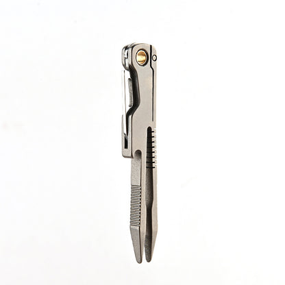 MASALONG MA-TY-034 Pinça de liga de titânio com uma pequena faca para raspar e arrancar pelos, clipe de sobrancelha de cabeça plana, acessório de manutenção de ferramenta pequena EDC portátil para exterior