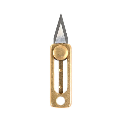 MASALONG MA-TY-008 Mini faca de latão faca de bolso afiada faca de puxar e empurrar portátil EDC chaveiro cabide desmontagem caixa expressa abertura faca
