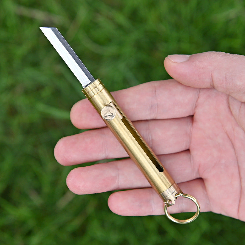 MASALONG MA-TY-072 Brass Mini Keychain Knife Sharp Self Defense Knife Fruit Knife Portable Unpacking Express Knife Box Opening Knife