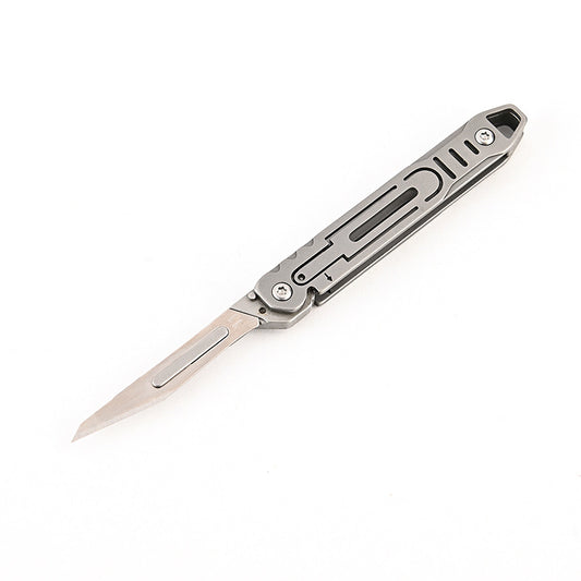 MASALONG MA-TY-011 Cuchillo de arte de acero inoxidable Cuchillo plegable pequeño de apertura rápida Cuchillo de papel de corte afilado Llavero portátil Cuchillo exprés de caja abierta portátil