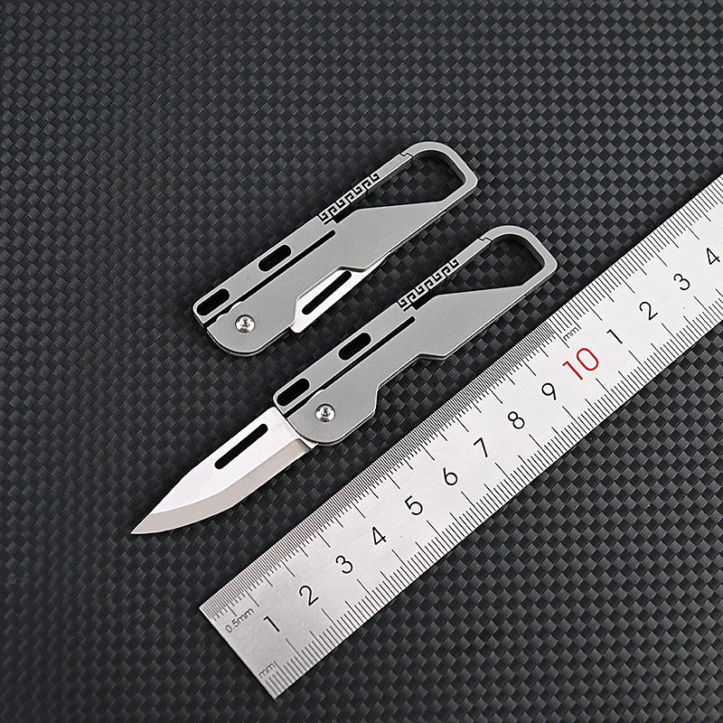 MASALONG MA-TY-015 Multi functional titanium alloy keychain mini knife with high hardness D2 steel folding knife, sharp for unboxing and unpacking, express delivery knife