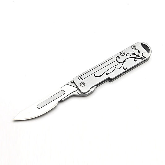 MASALONG MA-TY-025 Cuchillo de arte de acero inoxidable con forma de orquídea de estilo chino, cuchillo de corte afilado, llavero portátil, desempaquetado y desembalaje, cuchillo de entrega exprés