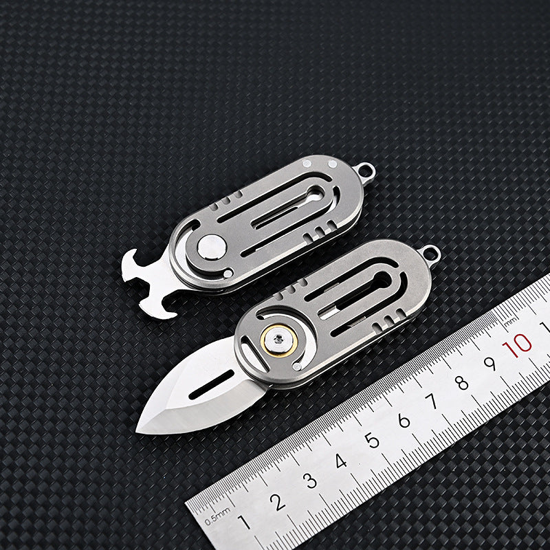 MASALONG MA-TY-064 Cuchillo pequeño multifuncional de aleación de titanio con borde afilado y acero D2 de alta dureza, llavero portátil, desempaquetado, cuchillo pequeño, cuchillo de autodefensa