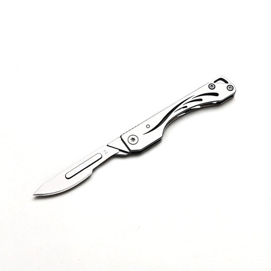 MASALONG MA-TY-017 Cuchillo plegable de acero inoxidable Tanghua con cuchilla afilada para cortar papel, hoja intercambiable, desempaquetado y desembalaje portátil, llavero exprés