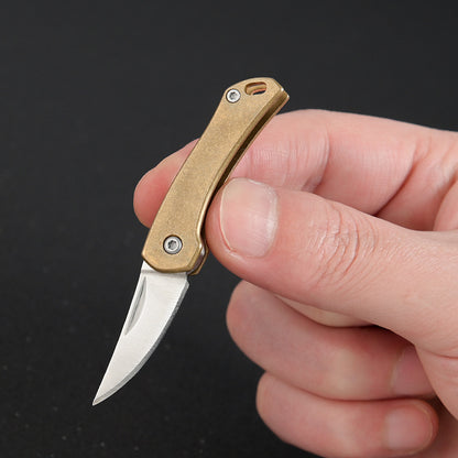 MASALONG MA-TY-051 Cuchillo de rinoceronte de latón retro, minicuchillo plegable, herramienta de autodefensa afilada, llavero portátil, desembalaje, cuchillo exprés