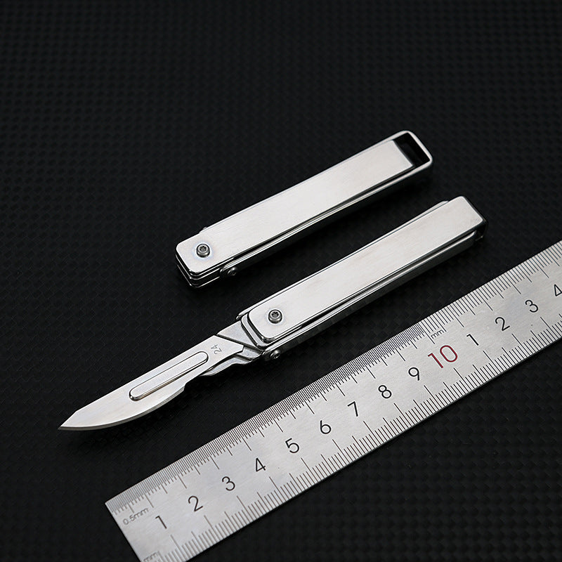 MASALONG MA-TY-035 Cuchillo plegable creativo para arte, cuchillo afilado para cortar papel, cuchillo portátil para abrir cajas, cuchillo pequeño exprés, cuchilla quirúrgica de acero inoxidable reemplazable