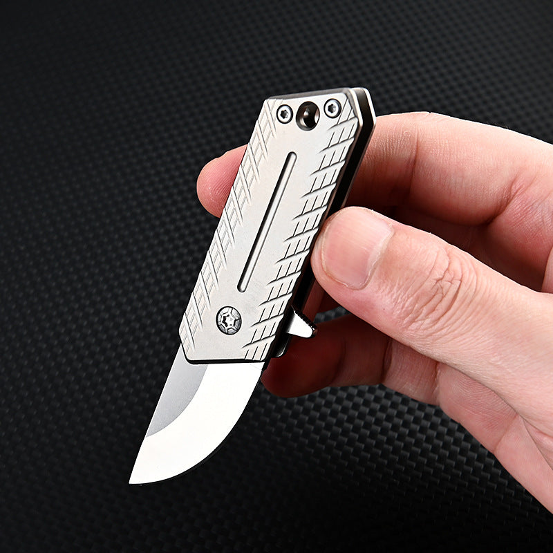 MASALONG MA-TY-074 Mini cuchillo plegable de aleación de titanio, cuchillo para exteriores de acero D2 afilado y de alta dureza, autoprotección, desmontaje de llavero portátil, cuchillo exprés