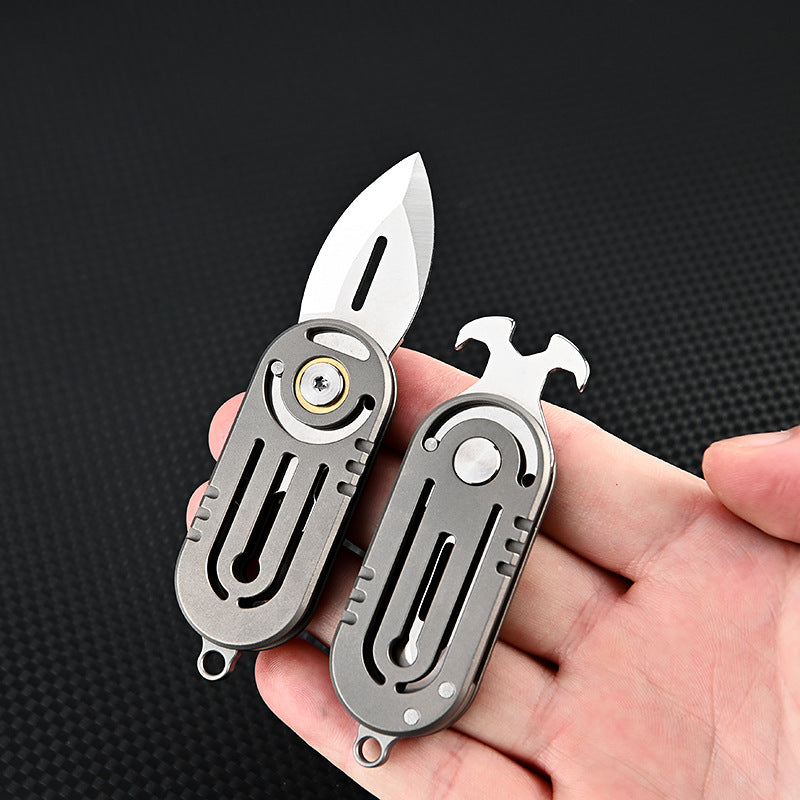 MASALONG MA-TY-064 Cuchillo pequeño multifuncional de aleación de titanio con borde afilado y acero D2 de alta dureza, llavero portátil, desempaquetado, cuchillo pequeño, cuchillo de autodefensa