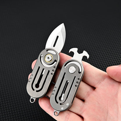 MASALONG MA-TY-064 Cuchillo pequeño multifuncional de aleación de titanio con borde afilado y acero D2 de alta dureza, llavero portátil, desempaquetado, cuchillo pequeño, cuchillo de autodefensa