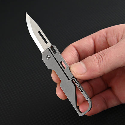 MASALONG MA-TY-015 Multi functional titanium alloy keychain mini knife with high hardness D2 steel folding knife, sharp for unboxing and unpacking, express delivery knife
