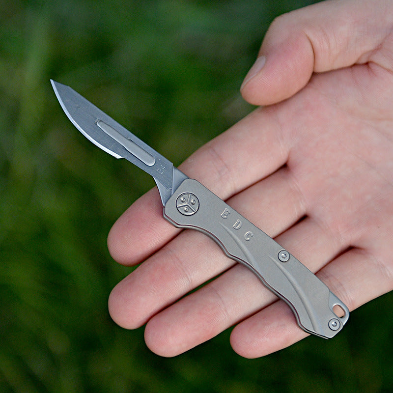 MASALONG MA-TY-056 Titanium alloy folding knife with sharp detachable express delivery knife, art knife, carving knife, mini keychain unboxing knife