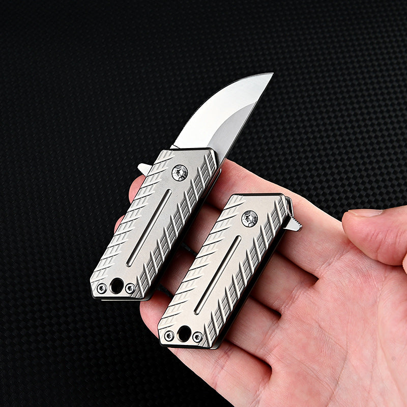 MASALONG MA-TY-074 Mini cuchillo plegable de aleación de titanio, cuchillo para exteriores de acero D2 afilado y de alta dureza, autoprotección, desmontaje de llavero portátil, cuchillo exprés