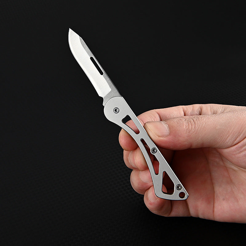 MASALONG MA-TY-033 Mini faca dobrável de aço inoxidável, faca portátil afiada para atividades ao ar livre, faca de frutas de autodefesa, chaveiro portátil, desempacotamento, faca de entrega expressa