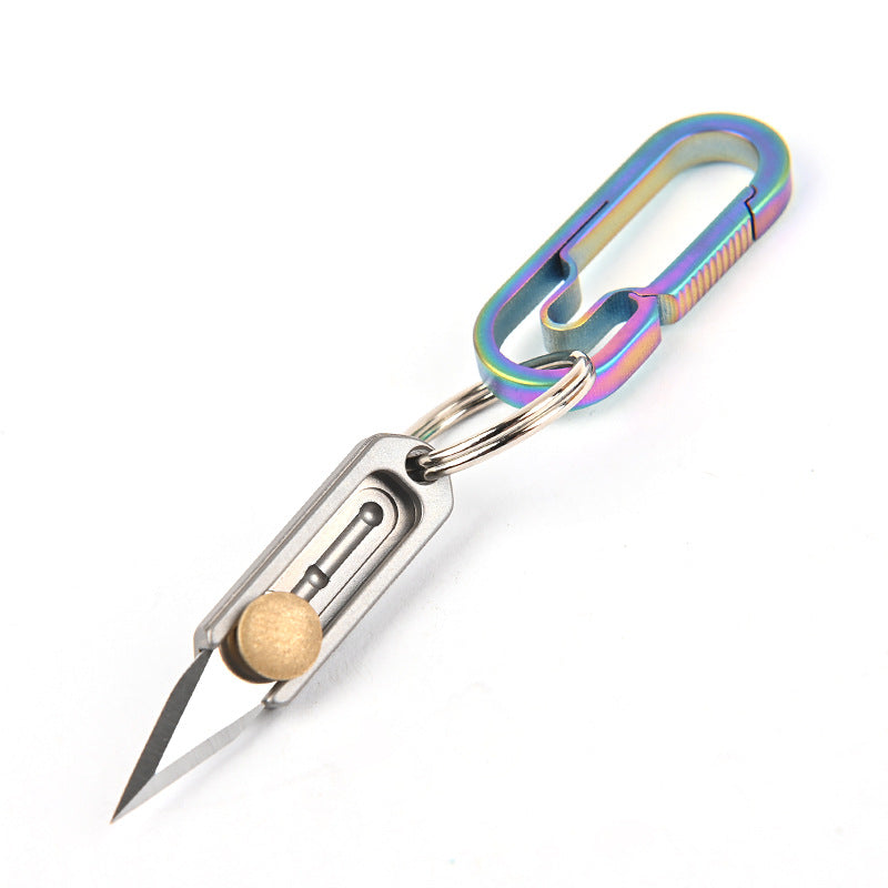 MASALONG MA-TY-023 Liga de titânio mini faca afiada portátil EDC chaveiro pingente desmontagem, entrega expressa, unboxing, pequena faca de bolso faca de empurrar