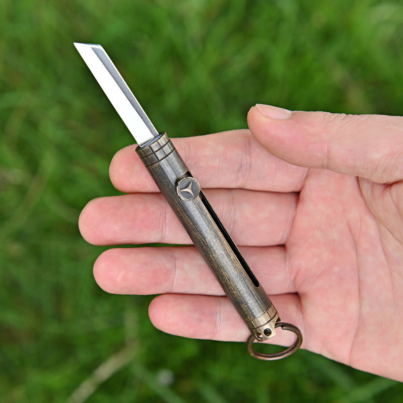 MASALONG MA-TY-072 Brass Mini Keychain Knife Sharp Self Defense Knife Fruit Knife Portable Unpacking Express Knife Box Opening Knife