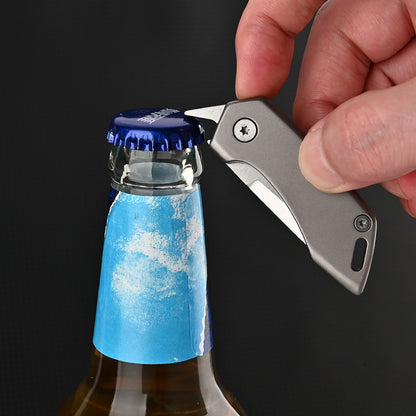 MASALONG MA-TY-054 Cuchillo plegable de aleación de titanio, cuchillo para exteriores afilado y portátil, abridor de botellas multifuncional de autodefensa, llavero portátil, cuchillo de desempaquetado