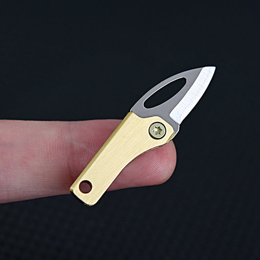 MASALONG MA-TY-004 Brass mini magnetic suction small knife with sharp edge, pocket knife for unpacking express delivery, small folding knife for carrying keychains, hanging accessories, pocket knife