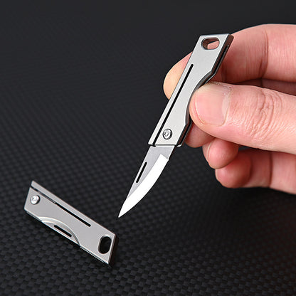 MASALONG MA-TY-007 Mini faca dobrável de liga de titânio, faca pequena afiada de aço D2 de alta dureza, chaveiro portátil, peças para pendurar, desembalar, entrega expressa e desembalar faca pequena