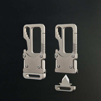 MASALONG MA-TY-042 Chaveiro de carro de liga de titânio multifuncional, chaveiro minimalista para pendurar na cintura masculina, ferramenta de combinação portátil, faca de desempacotamento