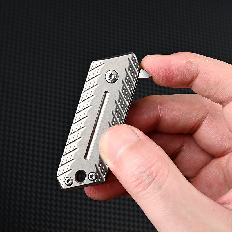 MASALONG MA-TY-074 Mini cuchillo plegable de aleación de titanio, cuchillo para exteriores de acero D2 afilado y de alta dureza, autoprotección, desmontaje de llavero portátil, cuchillo exprés