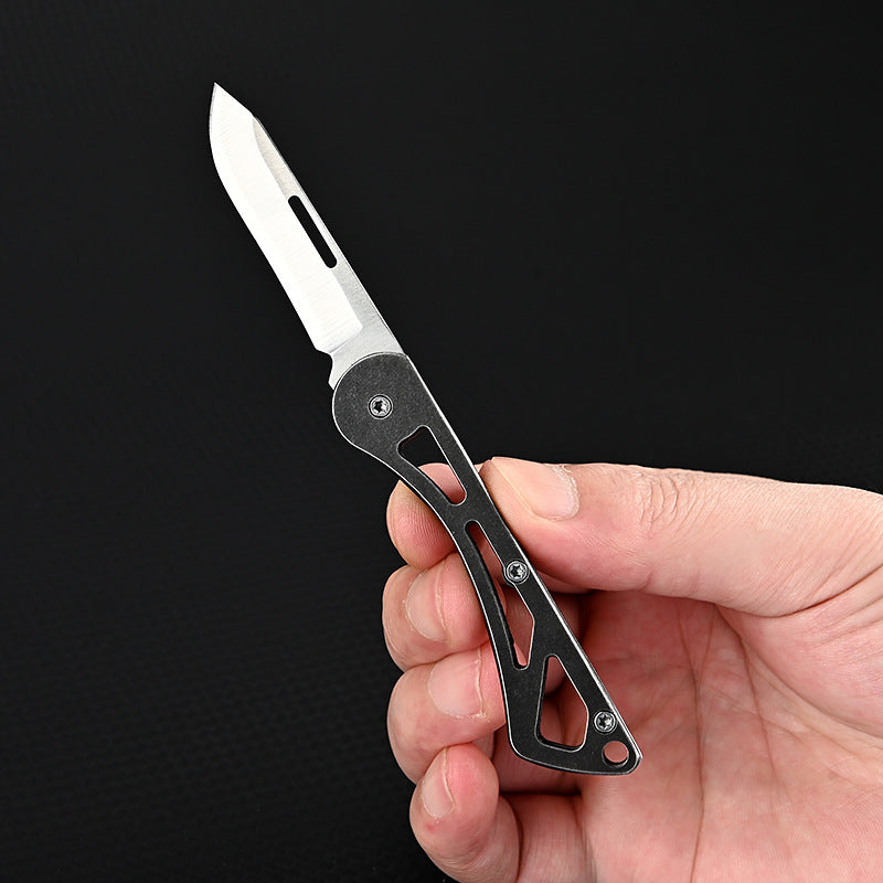 MASALONG MA-TY-033 Mini faca dobrável de aço inoxidável, faca portátil afiada para atividades ao ar livre, faca de frutas de autodefesa, chaveiro portátil, desempacotamento, faca de entrega expressa