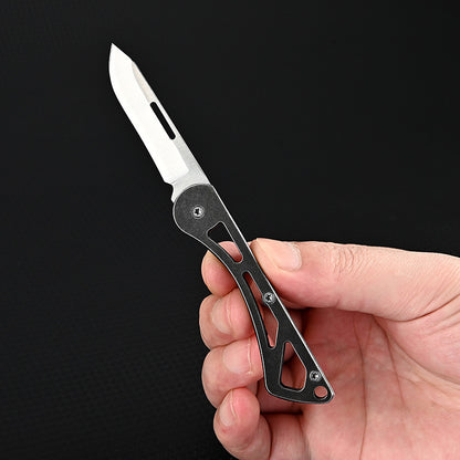 MASALONG MA-TY-033 Mini faca dobrável de aço inoxidável, faca portátil afiada para atividades ao ar livre, faca de frutas de autodefesa, chaveiro portátil, desempacotamento, faca de entrega expressa