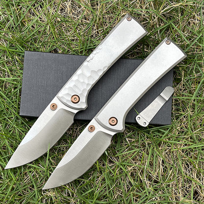 MASALONG 2026 D2 Steel Titanium Handle EDC Folding Utility Tool - Sandblasted KNI-FD-011