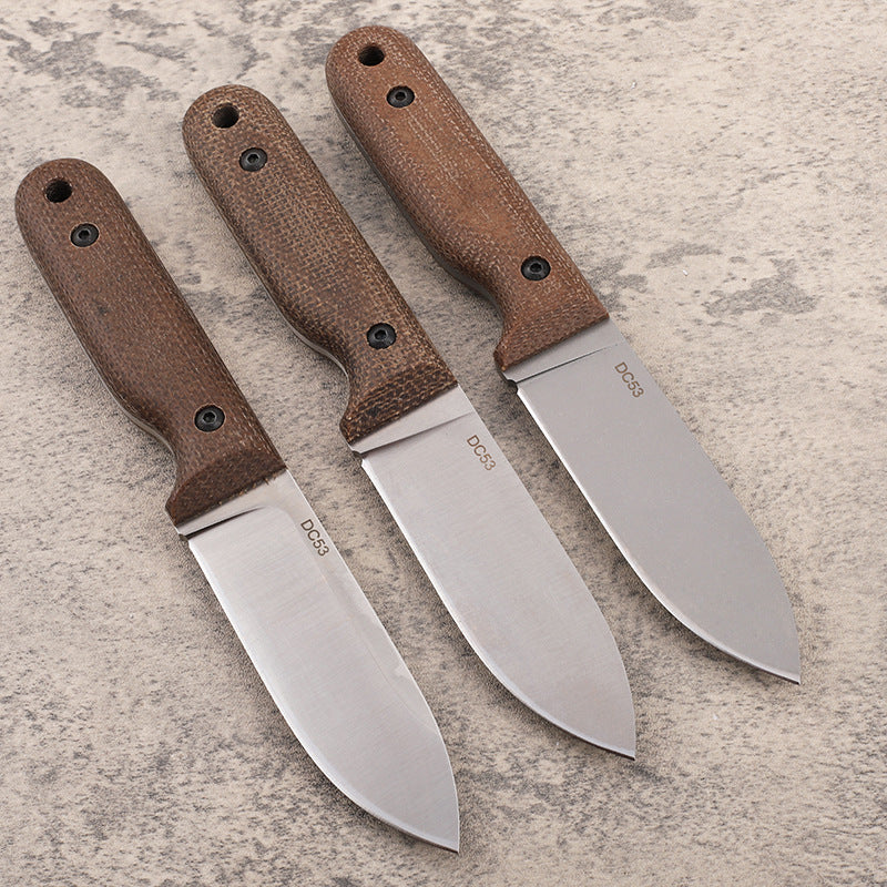 MASALONG DC53 Fixed Blade Outdoor Utility Knife - Linen Handle EDC KNI-FD-017