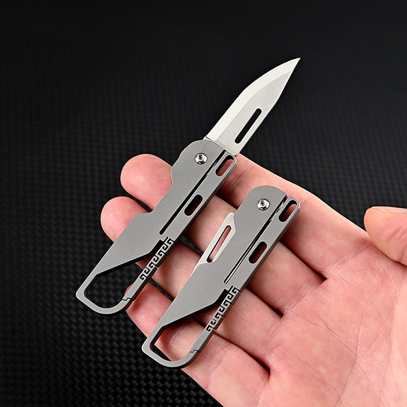 MASALONG MA-TY-015 Multi functional titanium alloy keychain mini knife with high hardness D2 steel folding knife, sharp for unboxing and unpacking, express delivery knife
