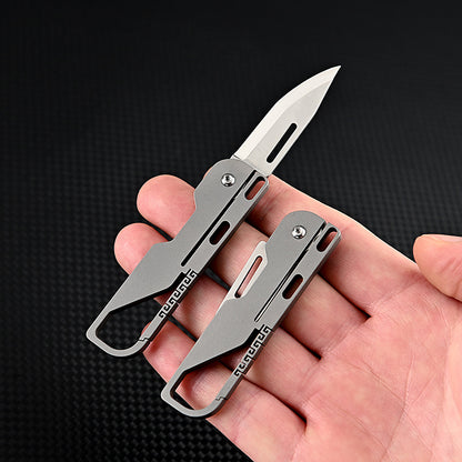 MASALONG MA-TY-015 Multi functional titanium alloy keychain mini knife with high hardness D2 steel folding knife, sharp for unboxing and unpacking, express delivery knife