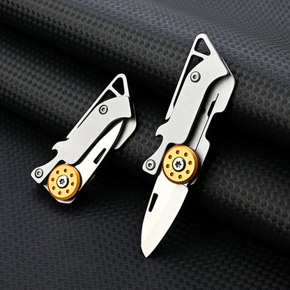 MASALONG MA-TY-038 Mini cuchillo plegable de acero inoxidable, abridor de botellas, cuchillo afilado de acero D2 para defensa personal al aire libre, cuchillo portátil con llavero