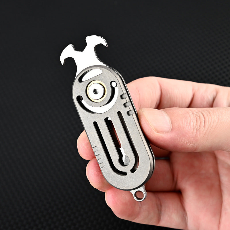 MASALONG MA-TY-064 Cuchillo pequeño multifuncional de aleación de titanio con borde afilado y acero D2 de alta dureza, llavero portátil, desempaquetado, cuchillo pequeño, cuchillo de autodefensa