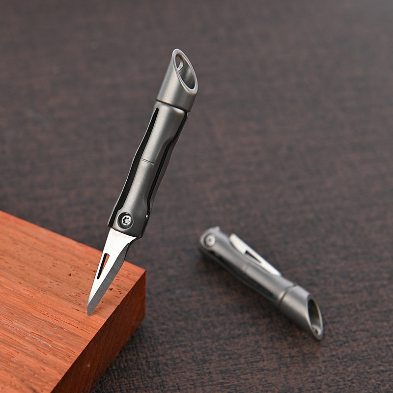 MASALONG MA-TY-060 Cuchillo de unión de bambú de aleación de titanio mini cuchillo plegable EDC portátil llavero colgante desmontaje caja exprés apertura cuchillo afilado