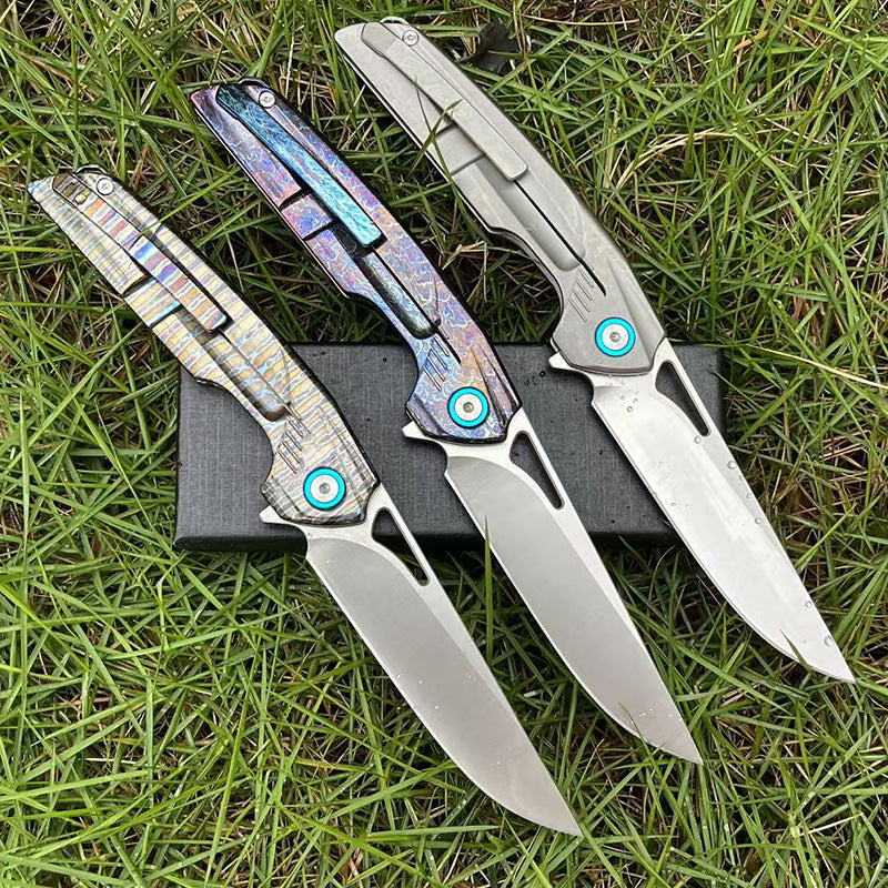 MASALONG D2 Steel Folding Utility Knife - Titanium Handle EDC Blade KNI-FD-009
