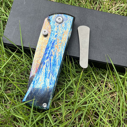 MASALONG D2 Steel EDC Folding Knife - Anodized Titanium Handle KNI-FD-006