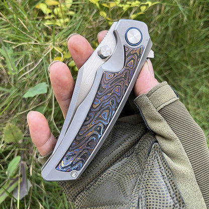 MASALONG VG10 Steel Folding Knife - TC4 Titanium Timascus/Zirconium EDC