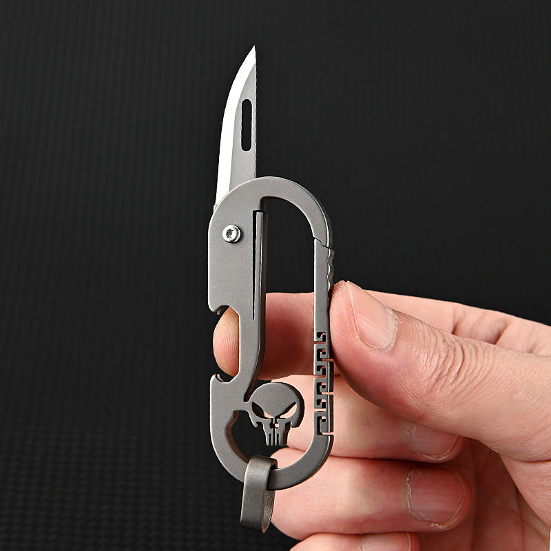 MASALONG MA-TY-031 Cuchillo plegable portátil multifuncional para colgar en la cintura con llavero de aleación de titanio para autodefensa, apertura y desembalaje afilados, cuchillo de entrega exprés